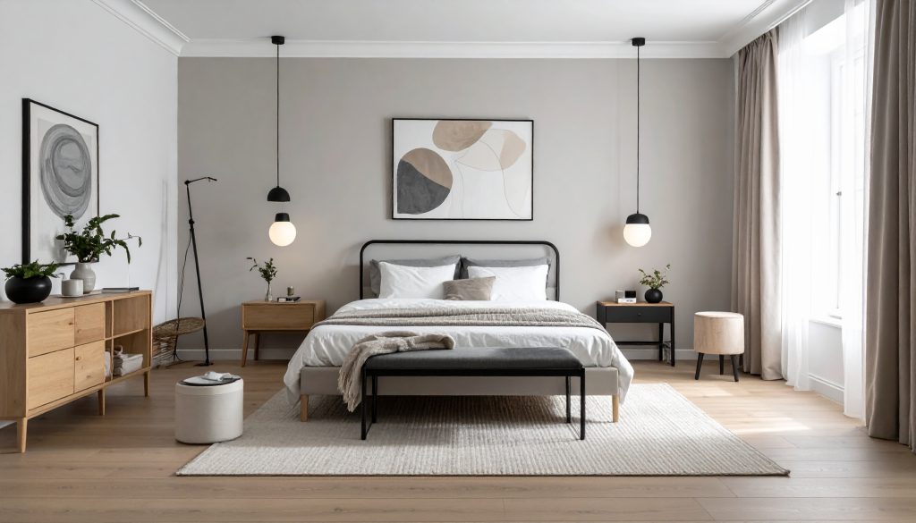 Firefly Dormitorio de estilo contemporaneo con inspiracion escandinava y minimalista. La pale 722310